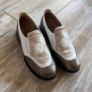 Sandbaggers Leather & Textile Slip-On Golf Shoes.